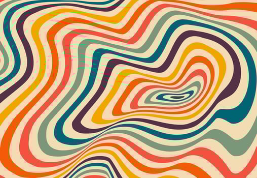 Psychedelic retro groove background in muted warm tones. vector illustration. Pattern in the style of the seventies and sixties.