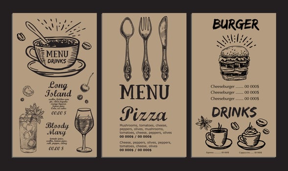 Restaurant cafe menu, template design. Food flyer. vector