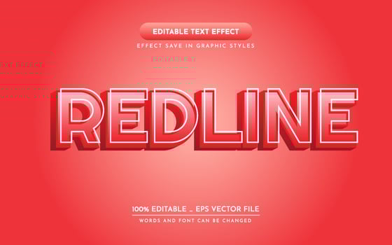Redline 3D Editable Text Effect vector