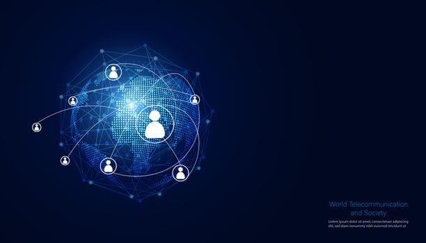 Abstract Technology Communication Borderless Internet 5G Internet of Things communication between people, business, network on a modern background futuristic digital vector