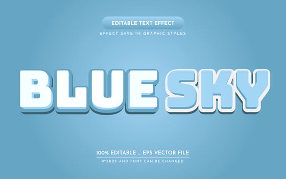 Blue Sky 3D Editable Text Effect vector