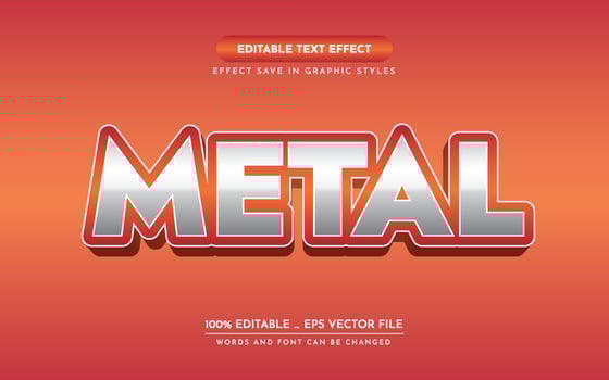 Metal 3D Editable Text Effect vector