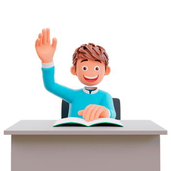student waving hand, 3d illustration chartoon character cute boy png