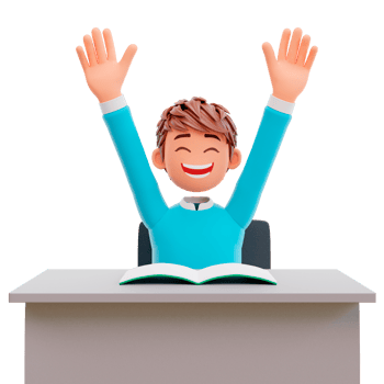 Happy excited primary school student, 3d illustration chartoon character cute boy png