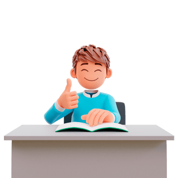 student showing thumbs up, 3d illustration chartoon character cute boy png