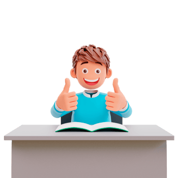 student showing thumbs up, 3d illustration chartoon character cute boy png