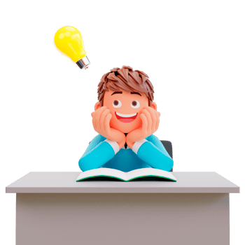 student is having an idea, 3d illustration chartoon character cute boy png