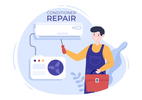 Air Conditioner Repair or Installation Illustration with Unit Breakdown, Maintenance Service, Cooling System in Flat Style Cartoon Concept vector
