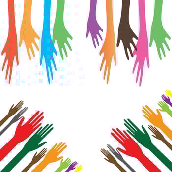 Hand symbol community care logo vector illustration design