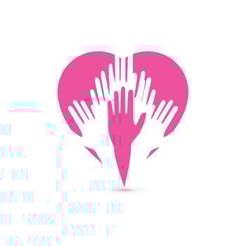 Hand symbol community care logo vector illustration design