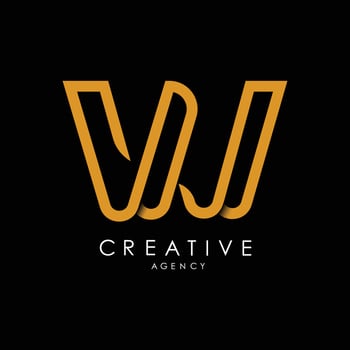 W Logo Letter monogram. with orange lines and modern minimalist creative look vector illustration.