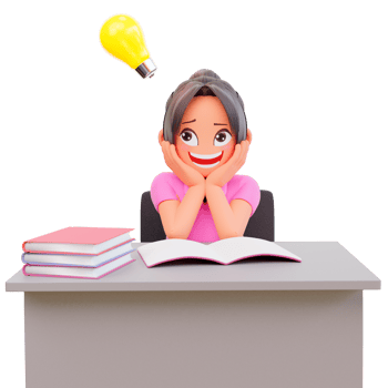 student is having an idea, 3d illustration chartoon character cute girl png