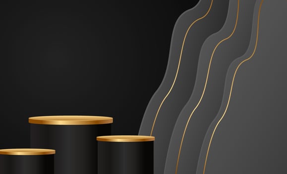 Black Friday Super Sale. Banner, poster on dark background. podium for sale. vector