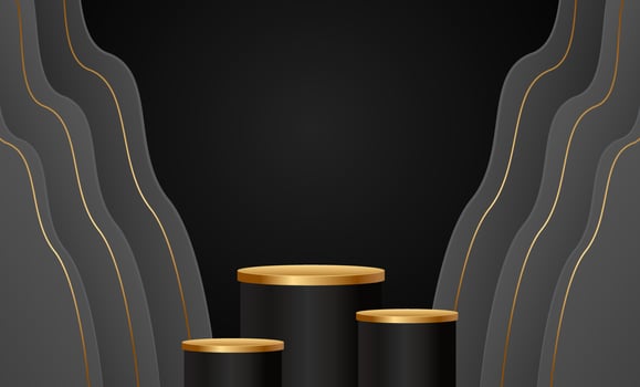 Black Friday Super Sale. Banner, poster on dark background. podium for sale. vector