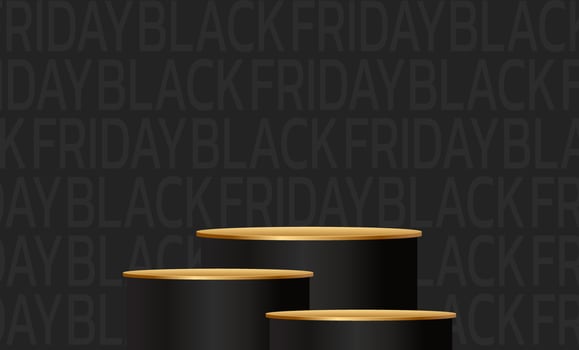 Black Friday Super Sale. Banner, poster on dark background. podium for sale. vector