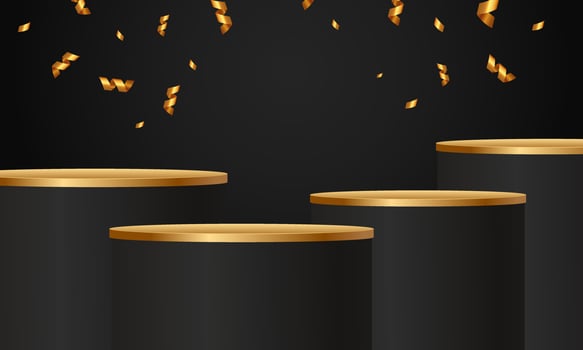 Black Friday Super Sale. Banner, poster on dark background. podium for sale. vector