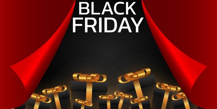 Black Friday Super Sale. Banner, poster on dark background. podium for sale. vector