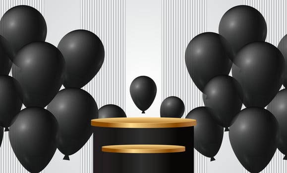 Black Friday Super Sale. Banner, poster on dark background. podium for sale. vector