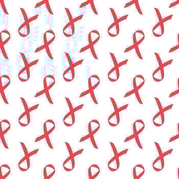 Vector repeating seamless pattern isolated on a white background. Red Ribbon health aids, cancer awareness backdrop. Flat design.