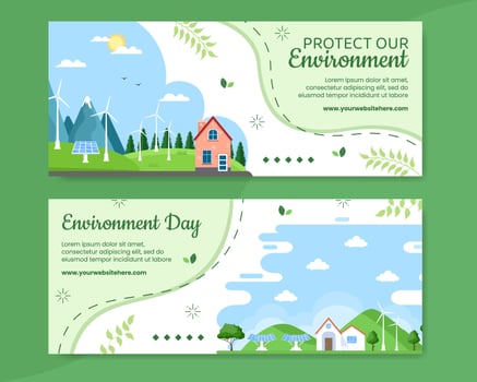 World Environment Day Banner Template Flat Cartoon Background Vector Illustration