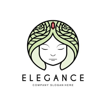 Beauty Woman Logo Design, Hair Care Salon Vector Illustration
