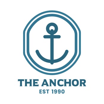 marine logo with anchor shape on isolated background vector