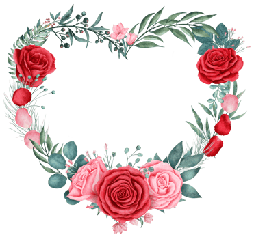 Rose flower wreath heart shape watercolor for valentine png