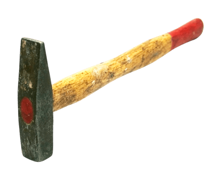 Old hammer isolated on transparent background png file