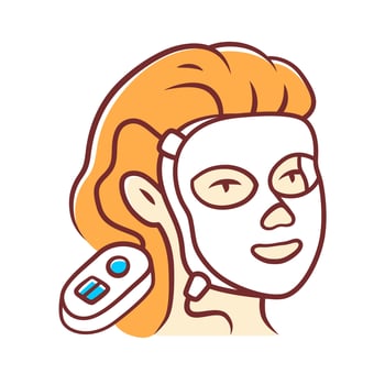Therapy facial mask color icon. Beauty device for home use. LED light therapy. Cosmetology instrument. Skin care. Acne removal. Isolated vector illustration