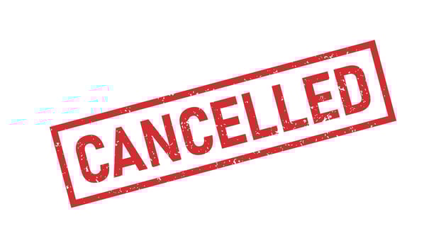 Grunge red cancelled word rubber stamp. Cancel sign sticker. Grunge vintage square label. Vector illustration isolated on white background.