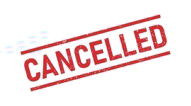 Grunge red cancelled word rubber stamp. Cancel sign sticker. Grunge vintage square label. Vector illustration isolated on white background.