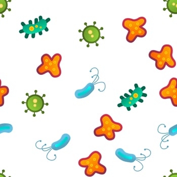 Bacteria, Bacterial Cells Vector Seamless Pattern