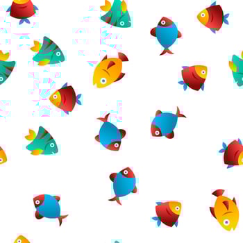 Fish, Exotic Species Vector Seamless Pattern