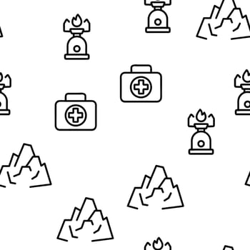 Alpinism And Mountaineering Seamless Pattern Vector