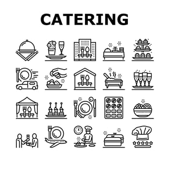 Catering Food Service Collection Icons Set Vector