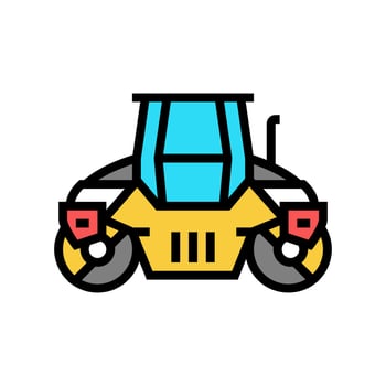 roller road construction machine color icon vector illustration