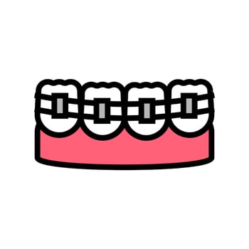 teeth braces color icon vector illustration