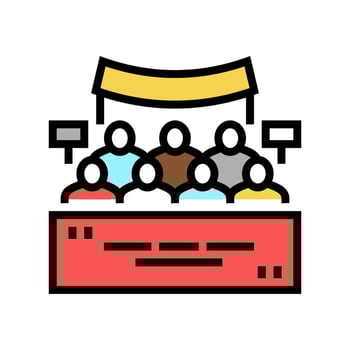 meeting of refugee people color icon vector illustration