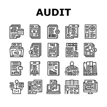 Business Finance Audit Collection Icons Set Vector