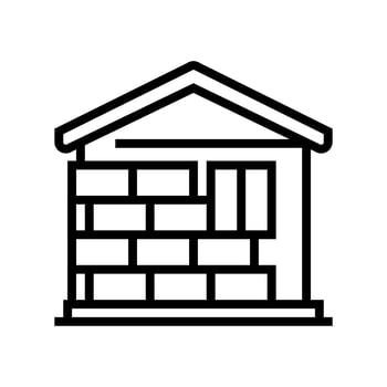wall insulation outside mineral wool line icon vector illustration