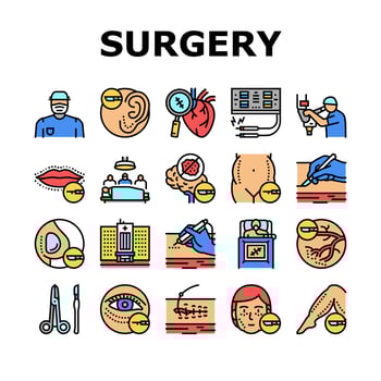 Surgery Medicine Clinic Operation Icons Set Vector