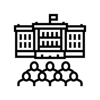 government building line icon vector illustration