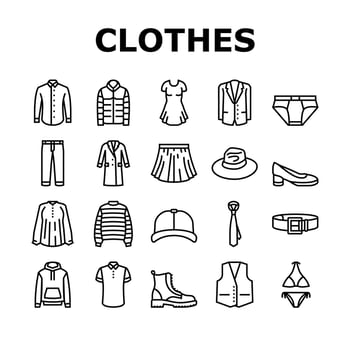 Clothes And Wearing Accessories Icons Set Vector