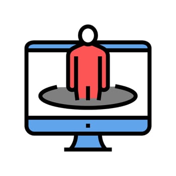 human on computer screen color icon vector illustration