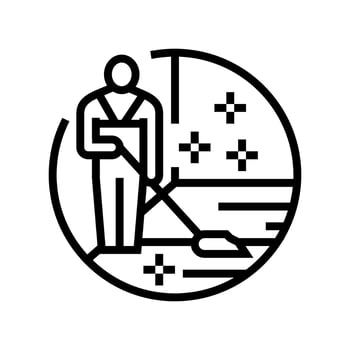 cleaning hardwood floor line icon vector illustration