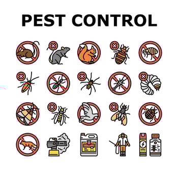 Pest Control Service Treatment Icons Set Vector