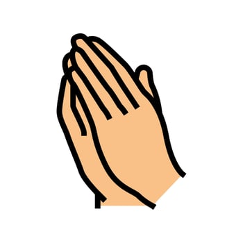 pray hand gesture color icon vector illustration