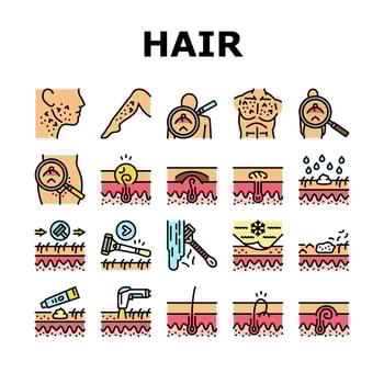 Ingrown Hair Problem Treatment Icons Set Vector