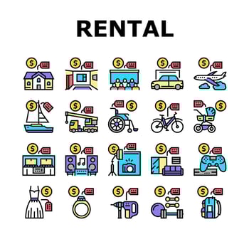 Rental Service Business Collection Icons Set Vector