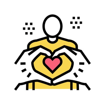 heart gesture on human body color icon vector illustration